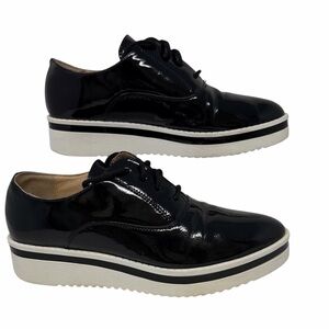 Madden Girl Platform Black Patent Leather Oxford Shoes Size 7.5